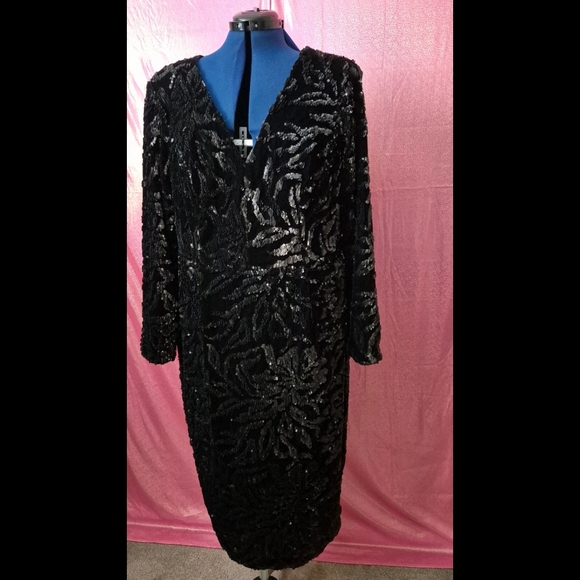 🆕️ LISTING!! DRESS THE POPULATION ELIZABETH SEQUIN &VELVET MIDI SHEATH DRESS - Picture 8 of 15
